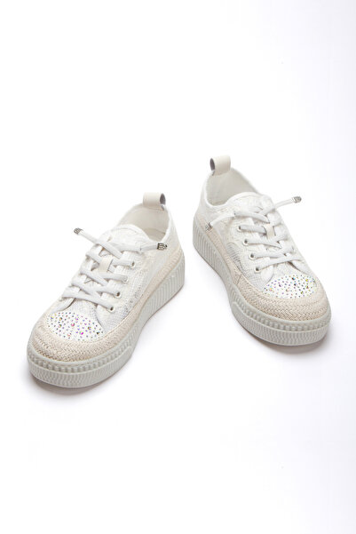 Melvoria Women's Lace Detailed Lace-Up Casual Sports Shoes