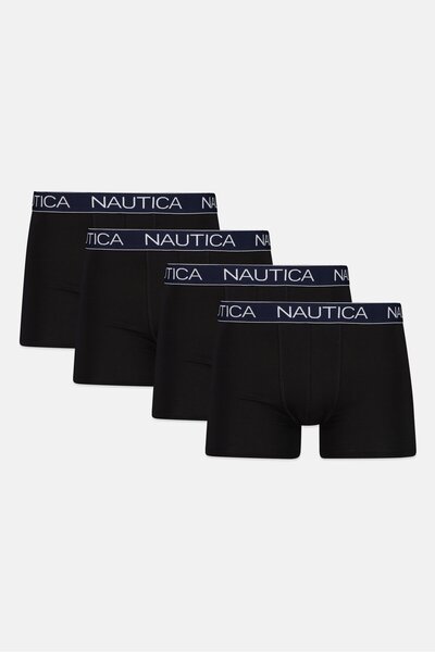 Nautica Men 4 Piece Brand Logo Boxer Brief, Black