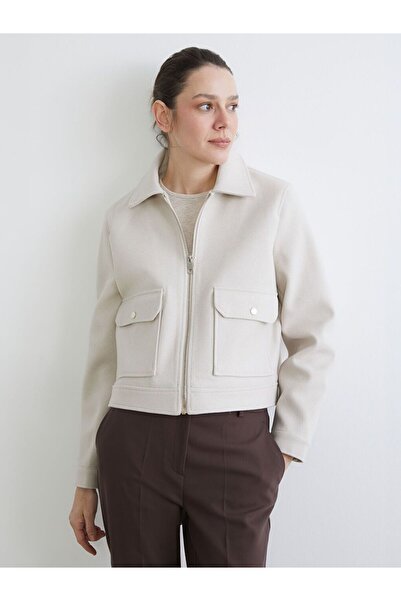 LC Waikiki Shirt Collar Women's Cashmere Jacket