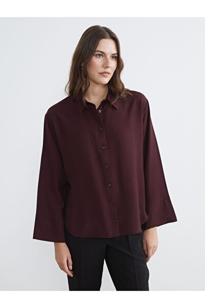 LC Waikiki Lcw Comfort Women's Shirt with Plum Tie Detail