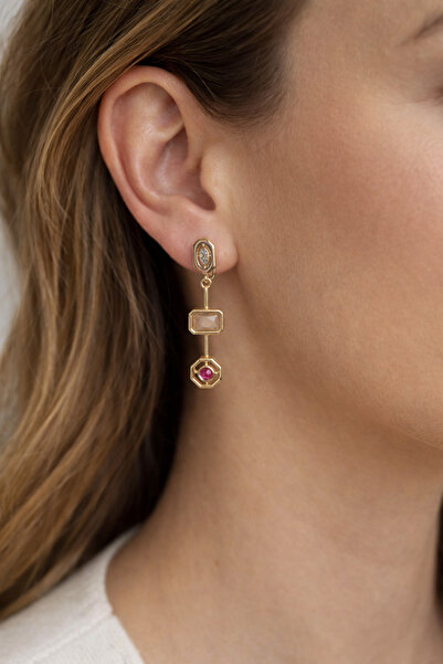 mischa jewelry Women's Gold Color Geometric Dangle Earrings