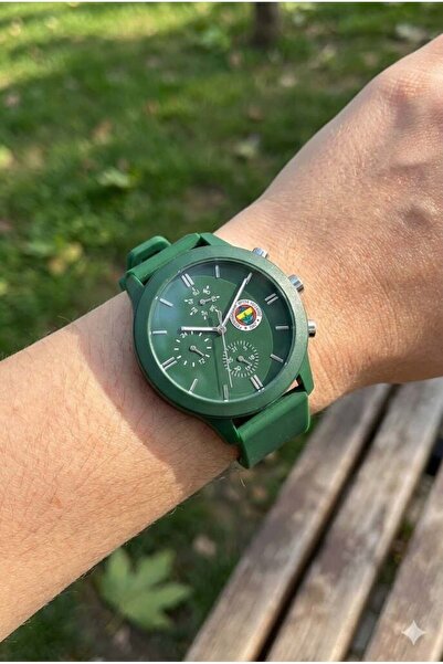 Quantum Fenerbahçe Taraftar Kol Saati | 44mm Yeşil Renk, Yeşil Silikon Kordon...
