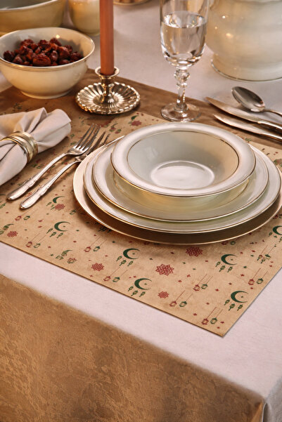 40 Pieces Serving Paper Ramadan Themed Presentation Paper Patterned Under Plate Paper 25x35