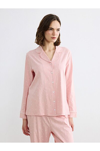 LC Waikiki Shirt Collar Heart Printed Women's Pajama Set