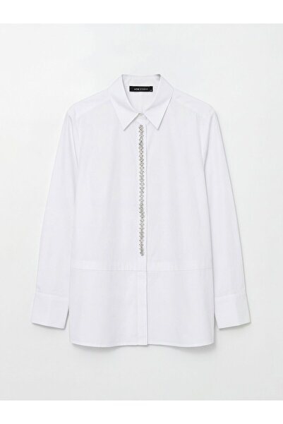 LC Waikiki Taşlı Oversize Poplin Kadın Gömlek