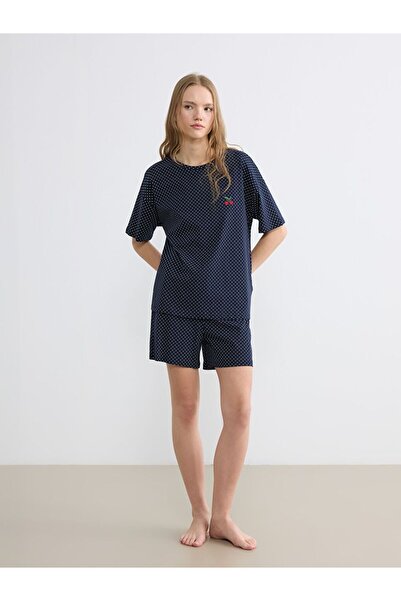 LC Waikiki Crew Neck Polka Dot Women's Shorts Pajama Set