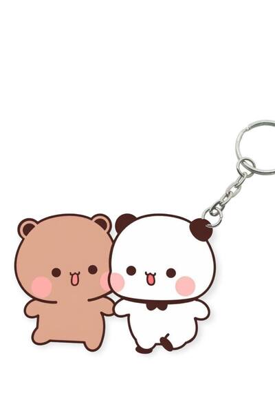 ADA 3D Dudu Bubu Panda Ayıcık Çift Anahtarlık Sevgiliye Özel Hediye Çanta Süs...