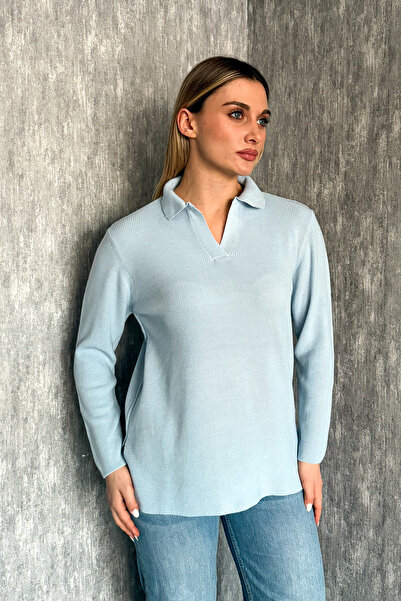 ModaPlaza Women's Thessaloniki Polo Collar Casual Sweater 5513