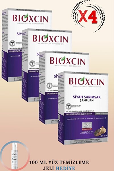 Bioxcin Siyah Sarımsak Şampuanı 300 ml 4 ADET + 100ml Yüz Temizleme Jeli Hediye
