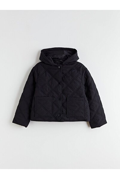 LC Waikiki Lcw Kids Black Hooded Quilted Girls' Coat