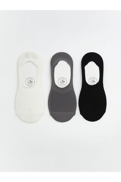 LC Waikiki Non-Slip Heel Women's Ballerina Socks 3-Piece