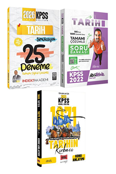 İndeks Akademi Aydın Yüce-2026 KPSS Tarih Simülasyon 25 Deneme Çözümlü+KPSS T...