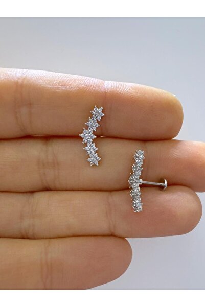 Arescollection 1 adet çelik zirkon taşlı helix conch uyumlu piercing