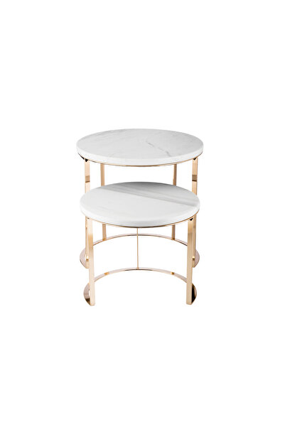 Dania Modern marble serving and hospitality table set (2 pieces) – sizes 35×3...