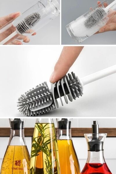 Munico Nargile Mutfak Cam Temizleyici Yıkayıcı Vazo Fırça Uzun Temizleme Bard...