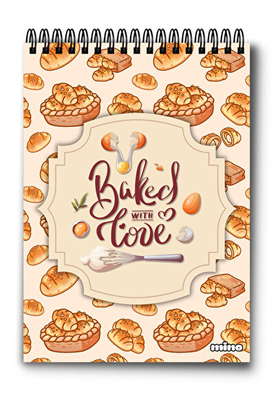 Mino A5 Recipe Book - 50 sheets 160g spiral bound, Baked with Love - Mino®