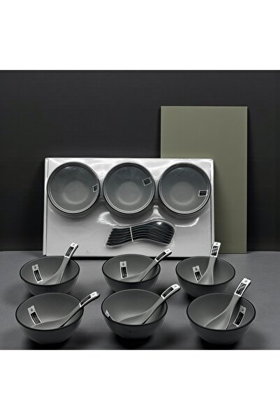 cc bin shihon 6-piece soup bowl set with spoons, 12-piece set for 6 people, m...