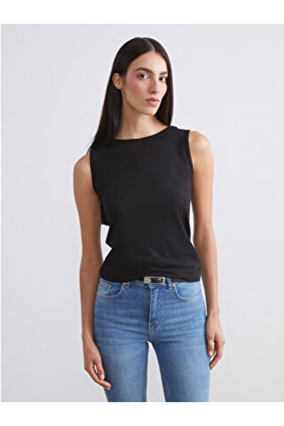 LC Waikiki New Season Black Crew Neck Women's Undershirt