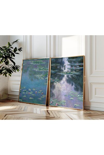 NinaStore 2'li Set Claude Monet Sergi Baskıları Nilüferler Claude Monet Monet...