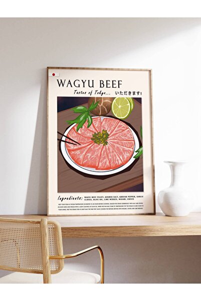 NinaStore Japon Wagyu Sığır Eti Yemek Posteri Sanat Posteri Japon Baskı Tokyo...