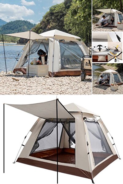 Munico 3-4 Kişi Katlanır Hızlı Pratik Çadır Vahşi Hayat Kamp Su Geçirmez Güne...