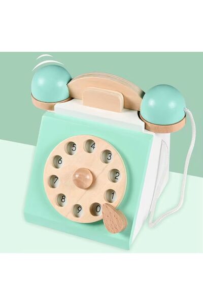 Denn Store Telefon fix de jucărie din lemn jucarie tip Montessori, telefon ro...