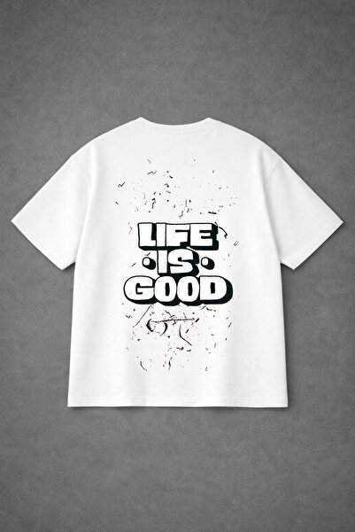 LORVEX T-Shirt Oversized Unisex 100% Cotton Comfortable Fit Li̇fe Is Good Pri...