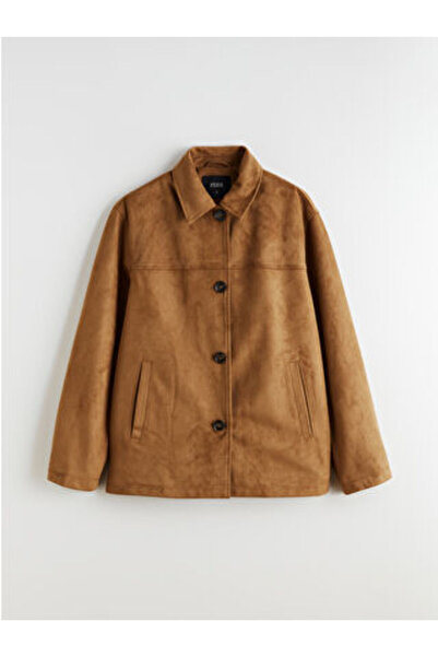 LC Waikiki Artı-Store Shirt Collar Women's Jacket, Made of Artificial Suede F...