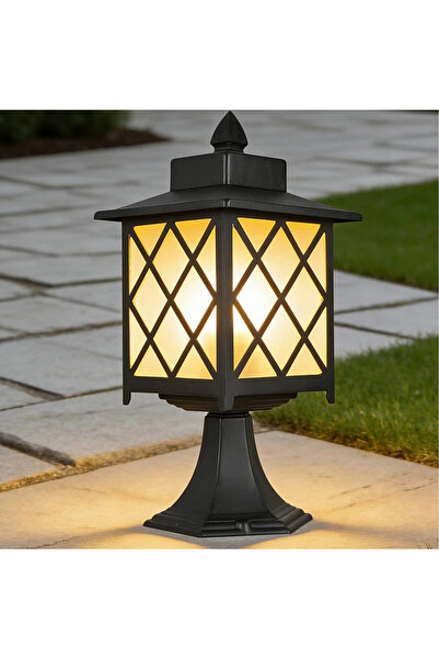 HAMER اعمدة فانوس جلاسي مميزة بغطاء اسود