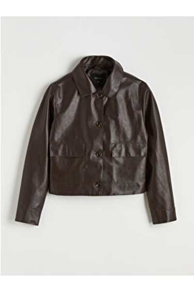 LC Waikiki Artı-Store Shirt-Collar, Long-Sleeved Women's Jacket with Front Bu...