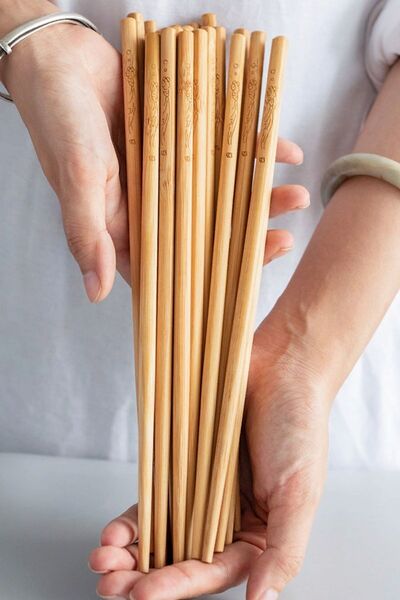 Munico 10 Çift Profesyonel Chopsticks Çin Restorant Yemek Çubuğu Tekrar Kulla...