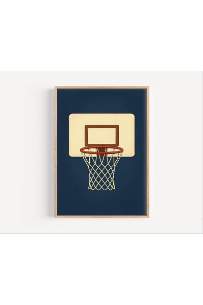 NinaStore Basketbol Çemberi Temalı Çocuk Odası Sanat Baskısı: Lacivert Spor T...