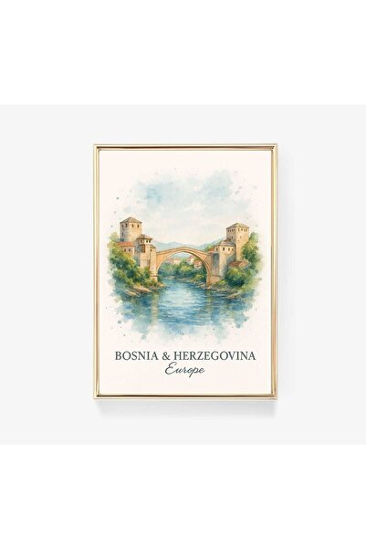 NinaStore Mostar, Bosna Hersek Seyahat Posteri, Bosna Hersek Duvar Sanatı, Mo...