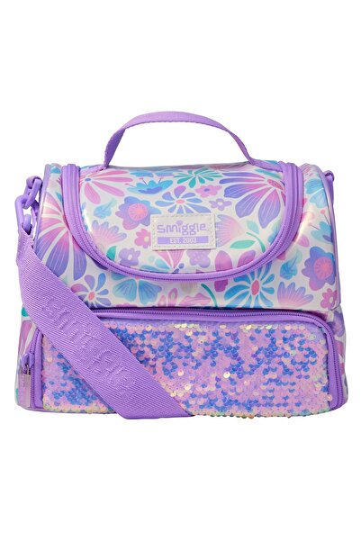 SMIGGLE Bloom Large Double Compartment School Lunch Box with Strap