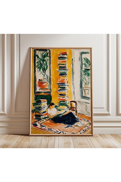 NinaStore Pencere Kenarında Kitap Okuyan Kadın Posteri, Kitap Severler İçin R...