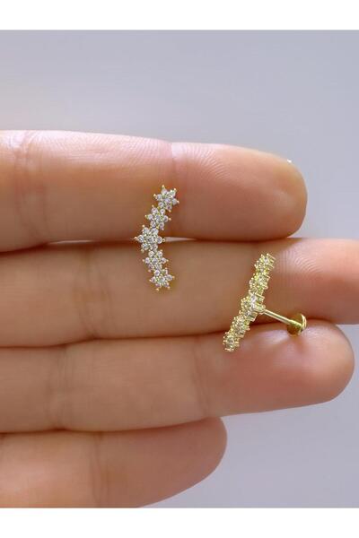 Arescollection 1 adet çelik zirkon taşlı helix conch uyumlu piercing