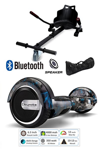 CityMate Elektrikli Kaykay Scooter Hoverboard Akıllı Dengeli + Hover Kart + Ç...