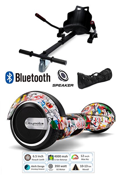 CityMate Elektrikli Kaykay Scooter Hoverboard Akıllı Dengeli + Hover Kart + Ç...