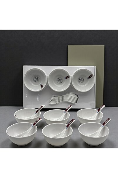 cc bin shihon 6-piece soup bowl set with spoons, 12-piece set for 6 people, m...
