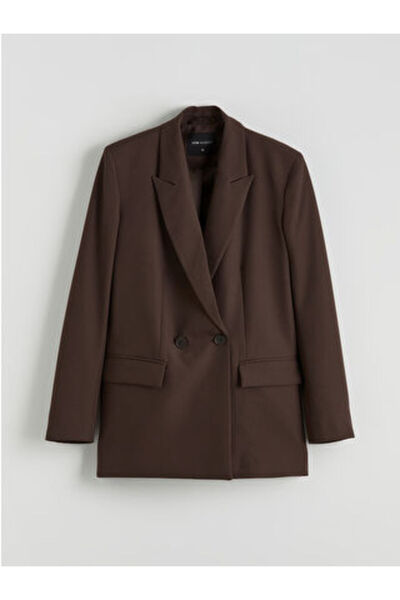 LC Waikiki Artı-Store Double-Breasted Women's Jacket with Collar and Long Sle...