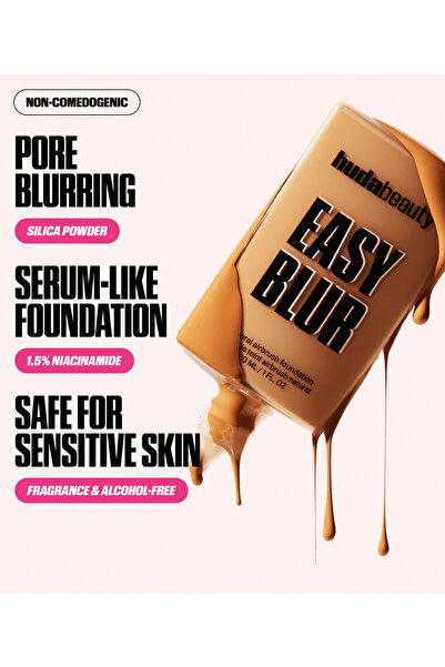 HUDA Beauty Easy Blur Natural Airbrush Foundation with Niacinamide, 30ml Shad...