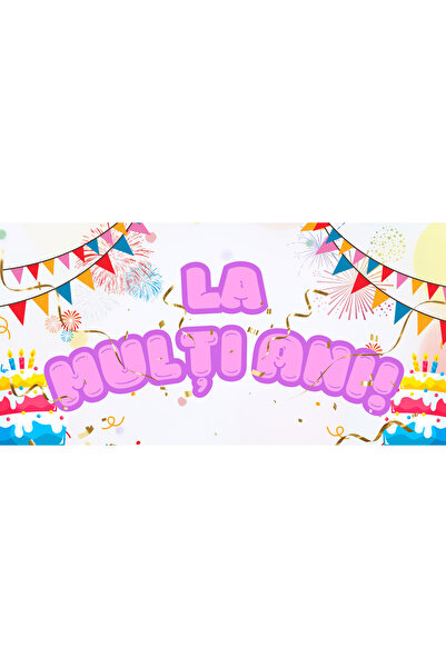 Generic (Unbranded) Banner „La mulți ani!” – Roz, 150 × 75 cm