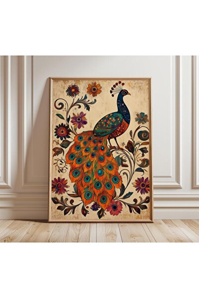 NinaStore Vintage Tavus Kuşu Posteri Zarif Çiçekli Duvar Sanatı Klasik Yağlı ...