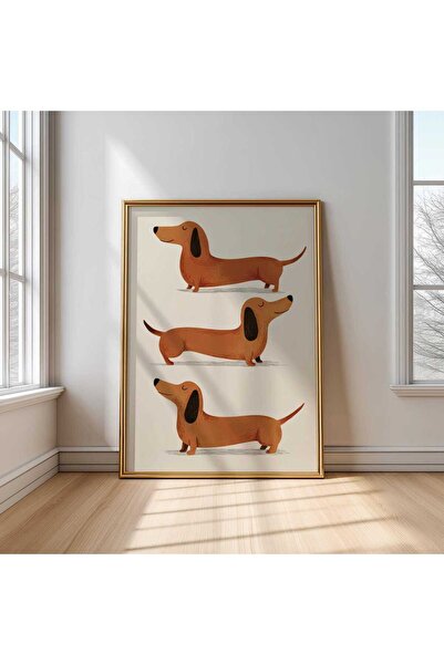 NinaStore Dachshund Çocuk Odası Baskı Seti: Sosis Köpek Duvar Sanatı (Dijital...