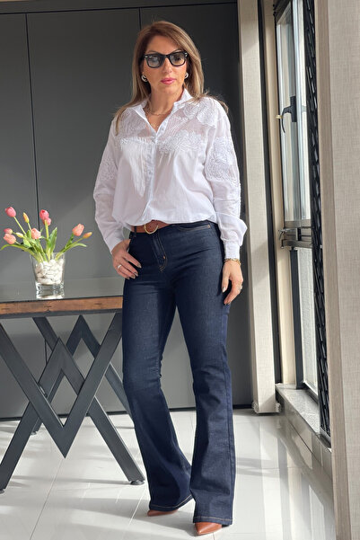 MİSLİNA BUTİK Full Likra Lacivert İspanyol Paça Jean