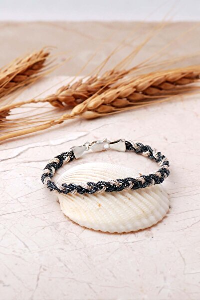 Sümer Telkari 925 Ayar Hasır Örgü İki Renkli Gümüş Bileklik 4844