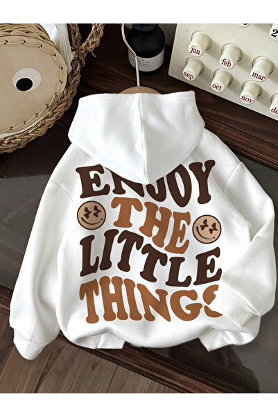 Marco Fresco Unisex Enjoy the Little Things Printed Oversize Hooded Sweatshirt