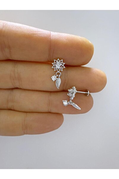 Arescollection 1 adet çelik zirkon taşlı tragus helix lobe uyumlu piercing