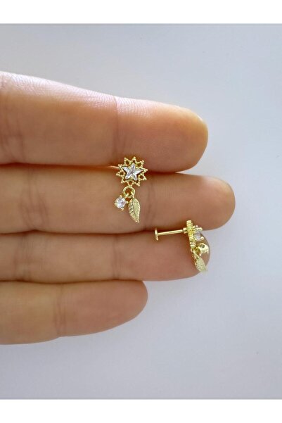 Arescollection 1 adet çelik zirkon taşlı tragus helix lobe uyumlu piercing