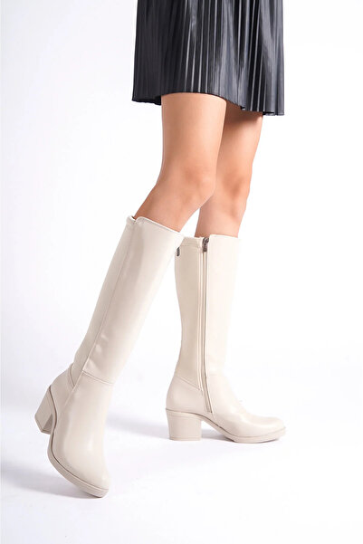 Alphus Serrace Short Heeled Stretch Plain Women's Boots